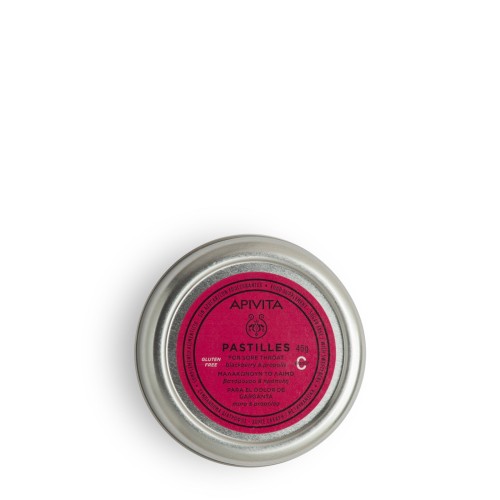 APIVITA PASTILLES FOR SORE THROAT WITH BLACKBERRY & PROPOLIS 45g