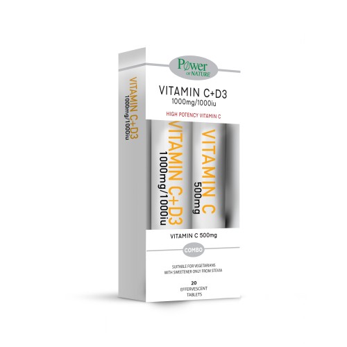 POWER OF NATURE VITAMIN C 1000MG+D3 1000IU 20 EFFERVESCENT TABLETS