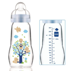 MAM FEEL GOOD GLASS BOTTLE 260ML BLUE
