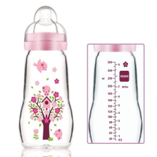 MAM FEEL GOOD GLASS BOTTLE 260ML PINK