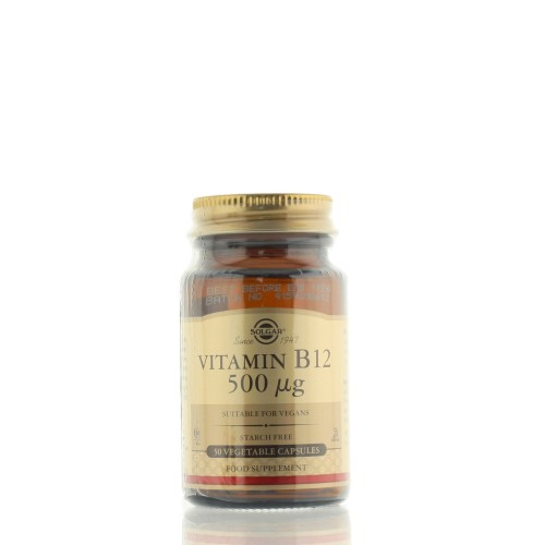 SOLGAR VIT B12 500mcg 50 VEGETABLE CAPSULES