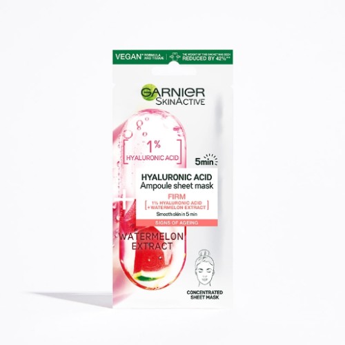 GARNIER SKIN ACTIVE 1% HYALURONIC ACID + WATERMELON FIRMING AMPOULE SHEET MASK
