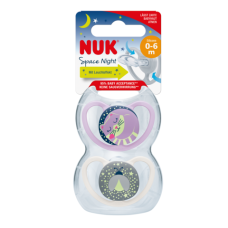 NUK SILICONE SOOTHER S1 SPACE NIGHT GIRL 2/BOX