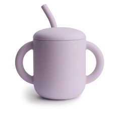 MUSHIE SILICONE TRAINING CUP + STRAW - SOFT LILAC