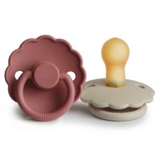 FRIGG DAISY PACIFIERS  LATEX 2 PACK  CREAM/POWDER BLUSH  SIZE 1