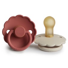 FRIGG DAISY PACIFIERS  LATEX 2 PACK  BAKED CLAY/CREAM  SIZE 1