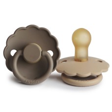 FRIGG DAISY PACIFIERS  LATEX 2 PACK  CROISSANT/PORTOBELLO  SIZE 1