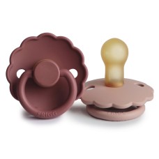 FRIGG DAISY PACIFIERS  LATEX 2 PACK  BLUSH/WOODCHUCK  SIZE 1