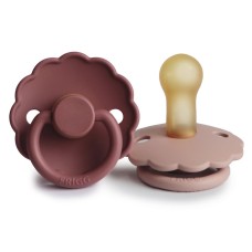 FRIGG DAISY PACIFIERS  LATEX 2 PACK  BLUSH/WOODCHUCK  SIZE 2