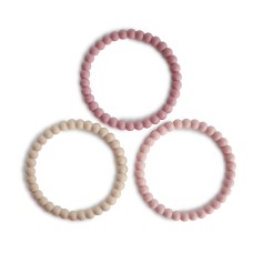 MUSHIE SILICONE PEARL TEETHER BRACELETS - LINEN/PEONY/PALE PINK