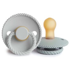 FRIGG ROPE PACIFIERS 2 PACK LATEX FRENCH GRAY/SILVER GRAY SIZE 1
