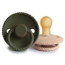 FRIGG ROPE PACIFIERS 2 PACK LATEX CROISSANT/OLIVE SIZE 1