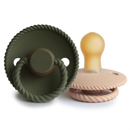 FRIGG ROPE PACIFIERS 2 PACK LATEX CROISSANT/OLIVE SIZE 1