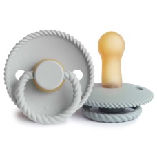 FRIGG ROPE PACIFIERS 2 PACK LATEX FRENCH GRAY/SILVER GRAY SIZE 2