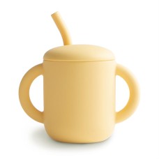MUSHIE SILICONE TRAINING CUP + STRAW - PALE DAFFODIL