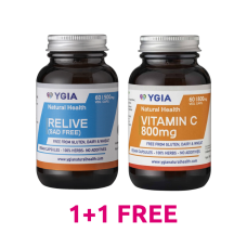 YGIA RELIVE + VITAMIN C 800MG (MOOD ENHANCER & NERVOUS SYSTEM)