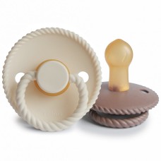 FRIGG ROPE PACIFIERS 2 PACK LATEX  CREAM/SEPIA SIZE 2