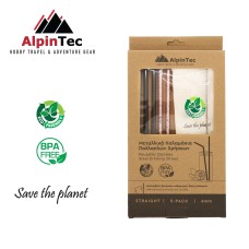 ALPINTEC REUSABLE STAINLESS STEEL STRAWS (STRAIGHT 6MM) 5PCS