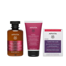 APIVITA HAIR LOSS PACKAGE (TONIC SHAMPOO 250ML+ TONIC CONDITIONER 150ML + 30 CAPSULES FOR HEALTHY HAIR) FOR WOMEN