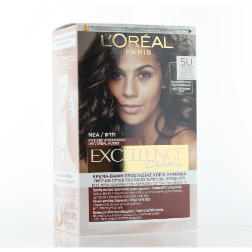 LOREAL EXCELLENCE UNIVERSAL NUDES AMMONIA-FREE HAIR COLOR 5U LIGHT BROWN                 