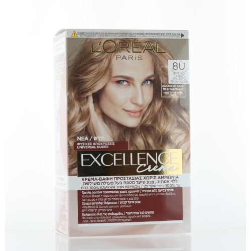 LOREAL EXCELLENCE UNIVERSAL NUDES AMMONIA-FREE HAIR COLOR NUDES 8U NATURAL LIGHT BLONDE