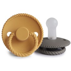 FRIGG ROPE PACIFIERS 2 PACK SILICONE HONEY GOLD/PORTOBELLO SIZE 2