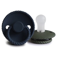 FRIGG ROPE PACIFIERS 2 PACK SILICONE DARK NAVY/OLIVE SIZE 1