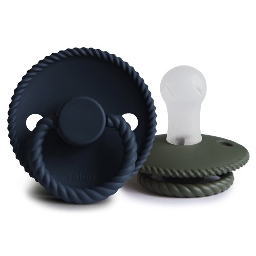 FRIGG ROPE PACIFIERS 2 PACK SILICONE DARK NAVY/OLIVE SIZE 1
