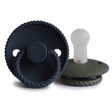 FRIGG ROPE PACIFIERS 2 PACK SILICONE DARK NAVY/OLIVE SIZE 2