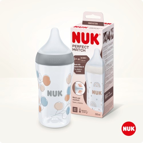 NUK BOTTLE PERFECT MATCH 260ML MEDIUM FLOWERS