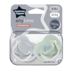 TOMMEE TIPPEE ANYTIME ORTHODONTIC SOOTHER X2 0-6M BOY