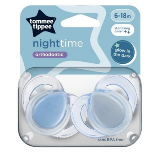 TOMMEE TIPPEE NIGHT SOOTHER X2 6-18M BOY