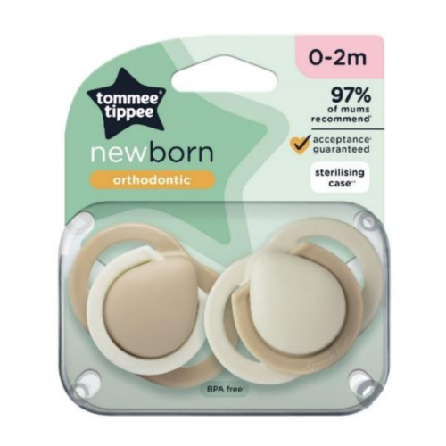 TOMMEE TIPPEE NEWBORN SOOTHER 0-2 MONTHS X2 PINK