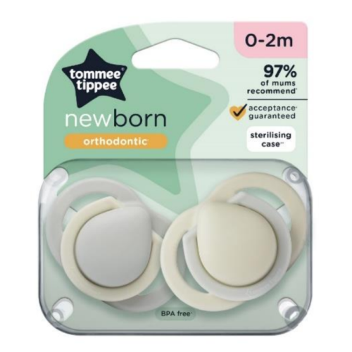 TOMMEE TIPPEE NEWBORN SOOTHER 0-2 MONTHS X2 BLUE