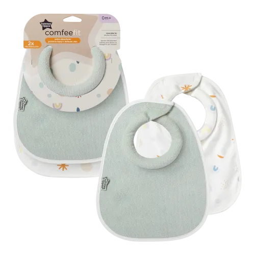 TOMMEE TIPPEE REVERSIBLE MILK FEEDING BIB X2 GREEN