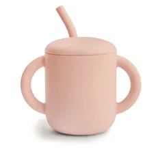 MUSHIE SILICONE TRAINING CUP + STRAW - BLUSH