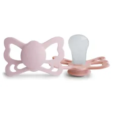 FRIGG BUTTERFLY SILICONE PACIFIERS 2 PACK PRETTY IN PEACH/PRIMROSE SIZE 2