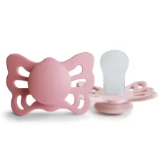 FRIGG BUTTERFLY SILICONE PACIFIERS 2 PACK CEDAR/BABY PINK SIZE 1