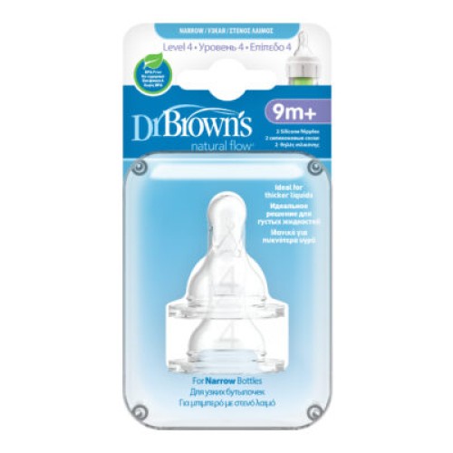 DR.BROWNS NARROW 2PACK NATURAL FLOW NIPPLE LEVEL 4 9M+