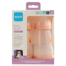 MAM EASY START ANTI-COLIC BOTTLE 2M+ 2X260ml PINK