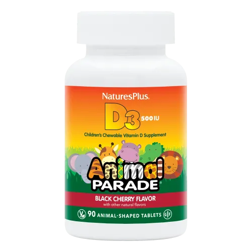 NATURES PLUS D3 500IU ANIMAL PARADE 90 TABLETS (BLACK CHERRY)