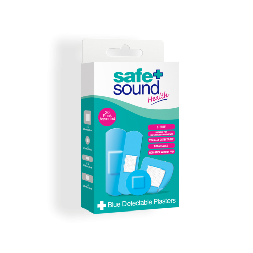SAFE+SOUND HEALTH ASSORTED BLUE DETECTABLE PLASTERS X20
