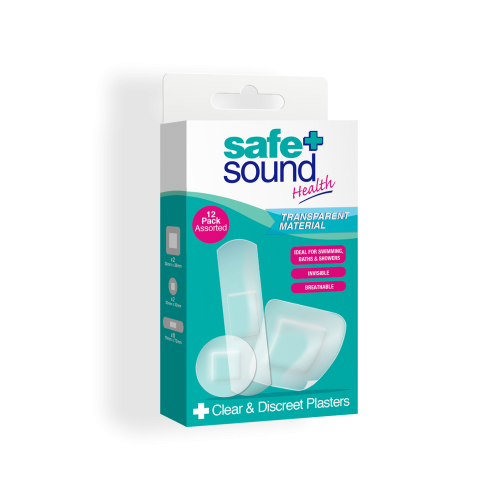 SAFE+SOUND HEALTH WATERPROOF FINGER PLASTERS X12 (3 SIZES)