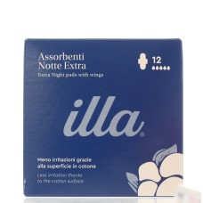 ILLA CARE EXTRA NIGHT PADS WITH WINGS X12