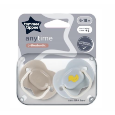 TOMMEE TIPPEE ANYTIME ORTHODONTIC SOOTHER X2 6-18M BLUE