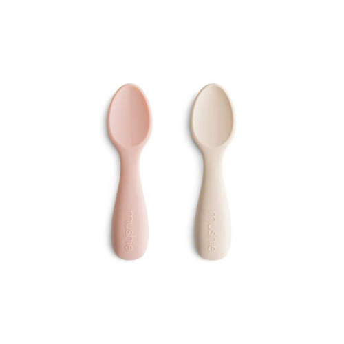 MUSHIE TODDLER STARTER SPOONS SILICONE 2 PACK BLUSH SHIFTING SAND