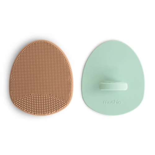 MUSHIE CRADLE CAP BRUSH 2 PACK NATURAL & CAMBRIDGE BLUE
