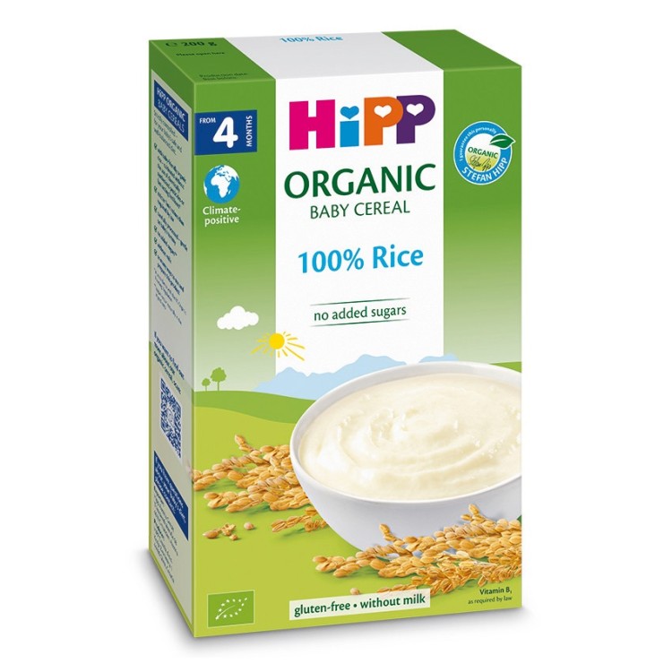 HIPP RICE ORGANIC BABY CEREAL (WITHOUT MILK, GLUTEN ADDED SUGARS