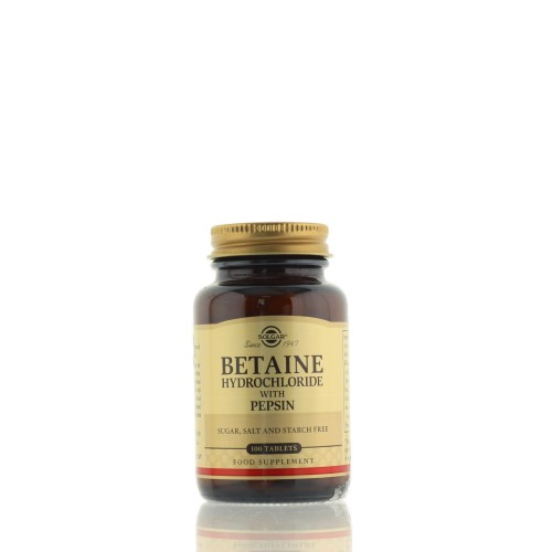 SOLGAR BETAINE HYDROCHLORIDE 100TABS