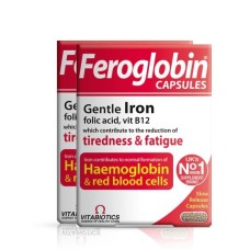 VITABIOTICS FEROGLOBIN B12 30 CAPSULES IRON VITAMINS (1+1 FREE TOTAL 60 CAPSULES) 